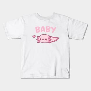 Cute Pink Baby Axolotl Larva Doodle Kids T-Shirt